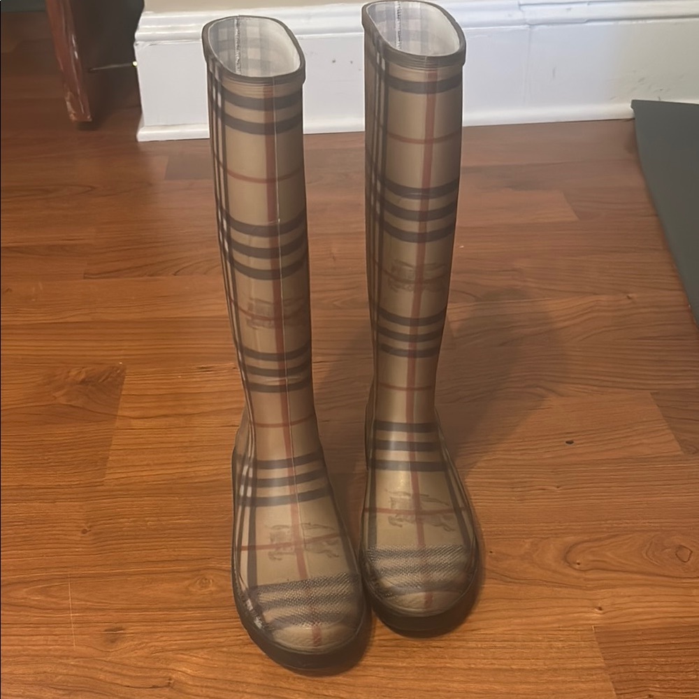 Plaid Knee-High Rain Boots
